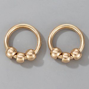Gold Circle 3 bead Earrings